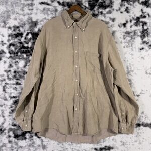 Lands End Shirt Mens Size XXL Silk Linen Button Down Casual Comfort Spring